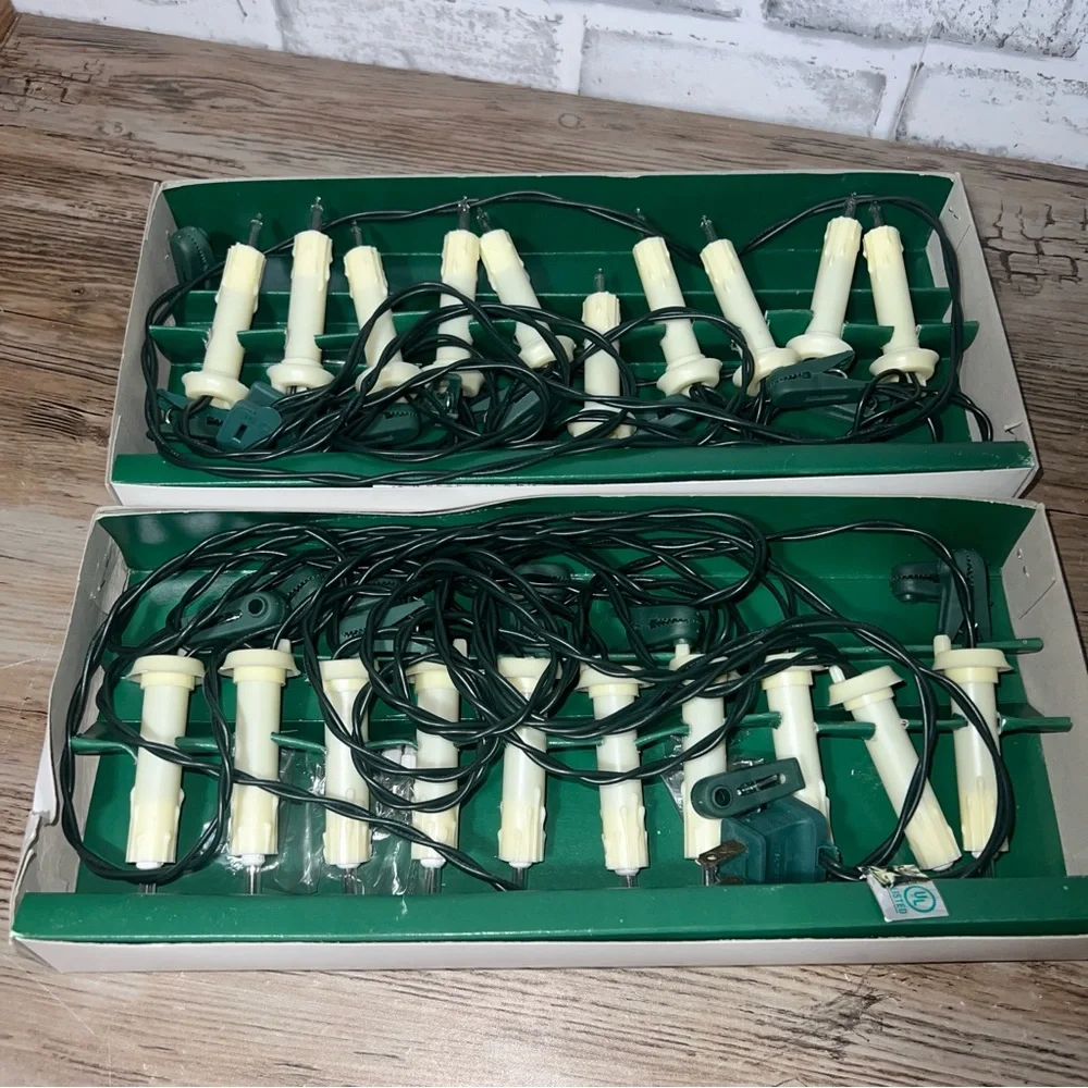 Vtg Kurt Adler Clip-On Candle Light String Set Christmas 2 Box Sets Of 10 Lights